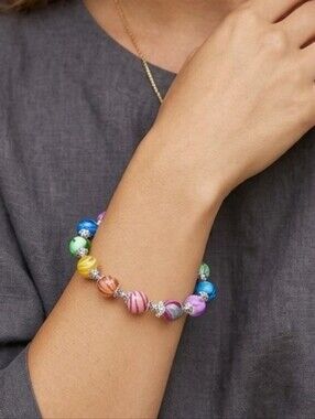 Handcrafted Acrylic Bead Stretch Bracelet NWT